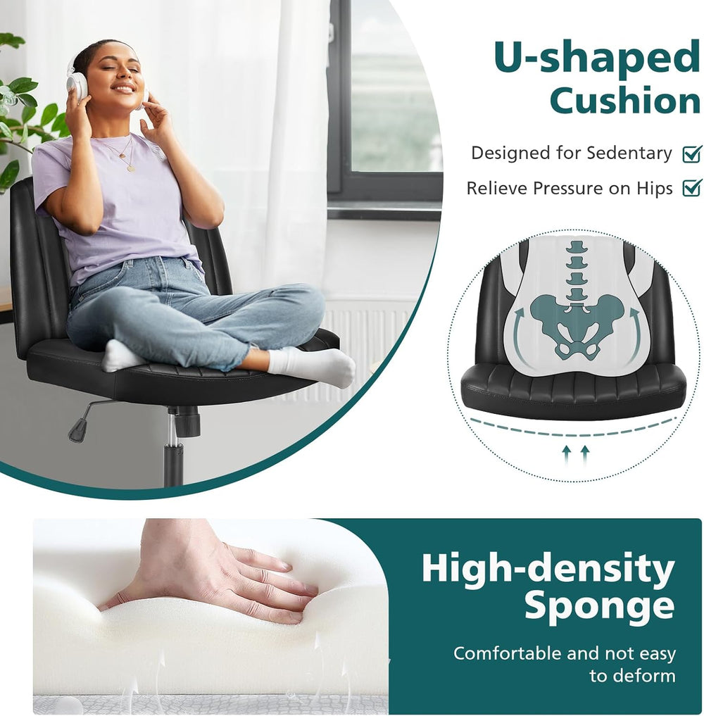 OLIXIS Criss Cross Chair, Cross Legged Vanity Chair, Home Office Desk