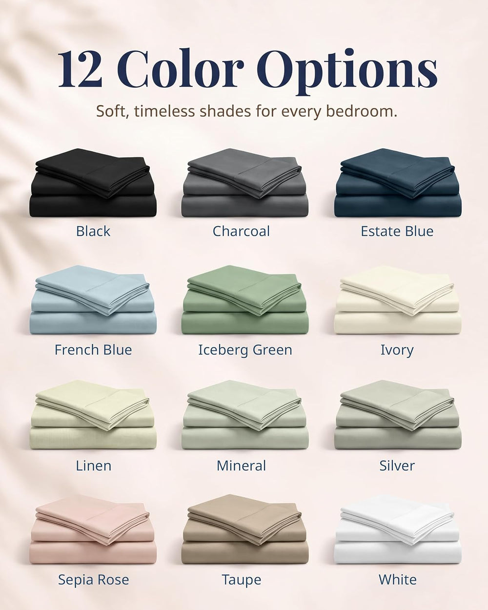 LANE LINEN Bed Sheets Queen Size 100% Egyptian Cotton Sateen - Mineral