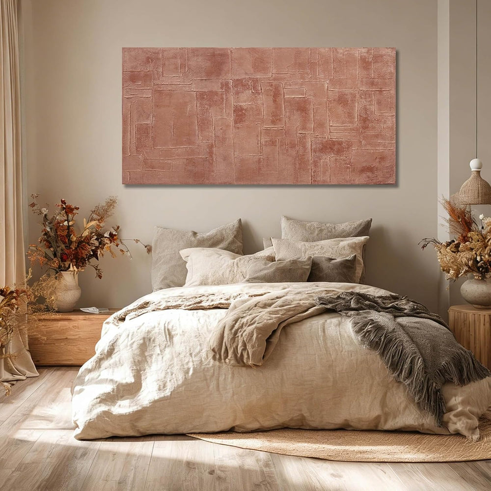 GAIDUOMAI Pink Canvas Wall Decor Geometric Abstract Wall Art Textured Room De...