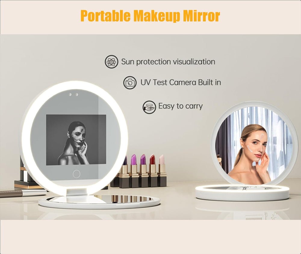 Zyyini UV Makeup Mirror, 3.5 Inch Travel Compact Mirror with Camera for Sunsc...