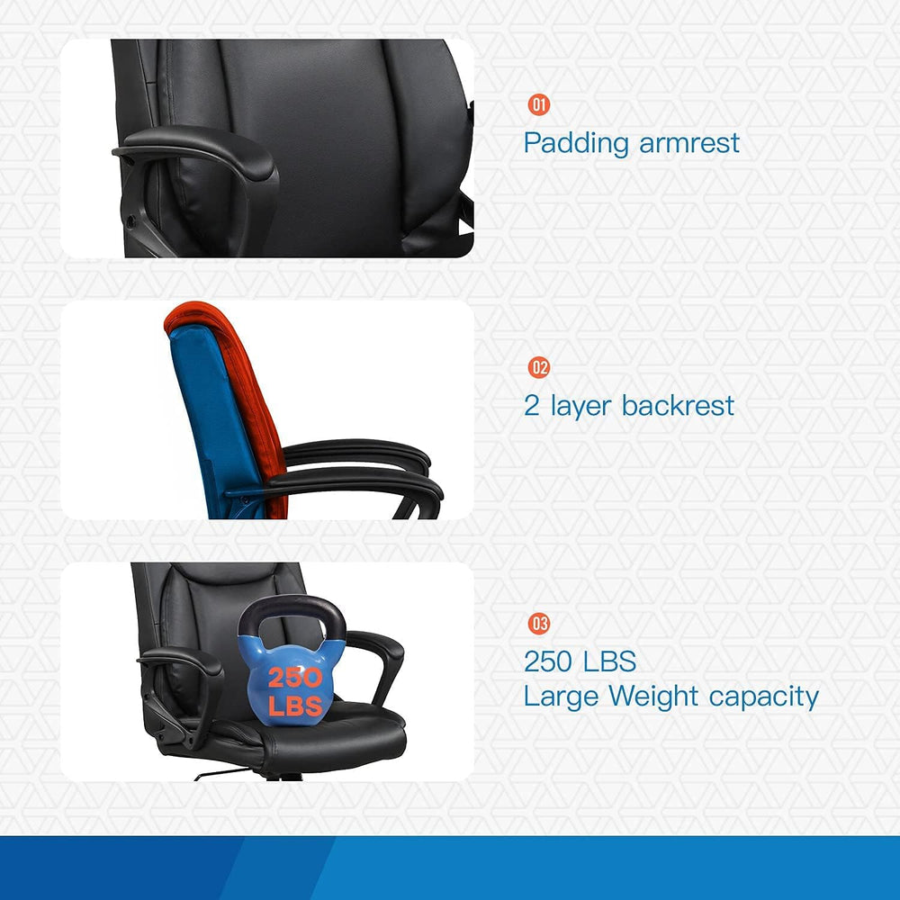 Home Office Chair Ergonomic Office Chair Desk Chair PU Leather Task Chair Exe...
