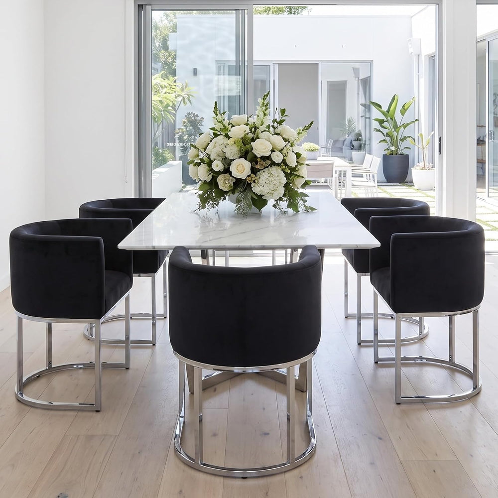 RIVOVA Upholstered Dining Chairs Set of 6, Modern Barrel Side Armchair Dining...