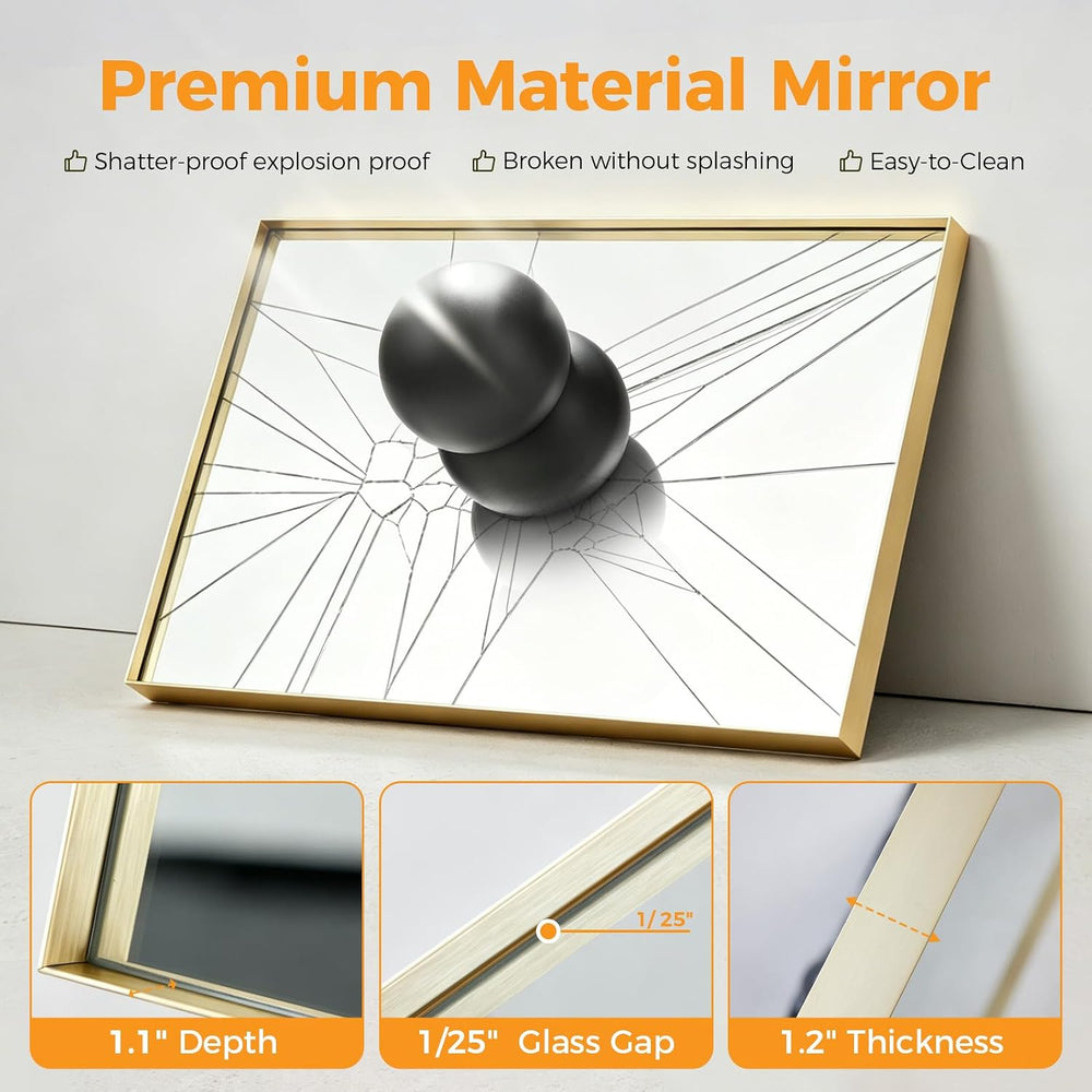 NEWBULIG 22"x30" Wall Mirror, Bathroom Mirrors for Over Sink, Gold