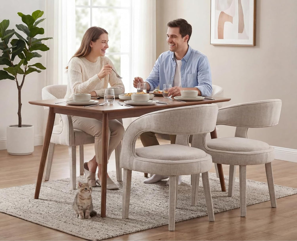 Shunzhi Modern Upholstered Dining Chairs Set of 6, Barrel Dining Room Chairs,...