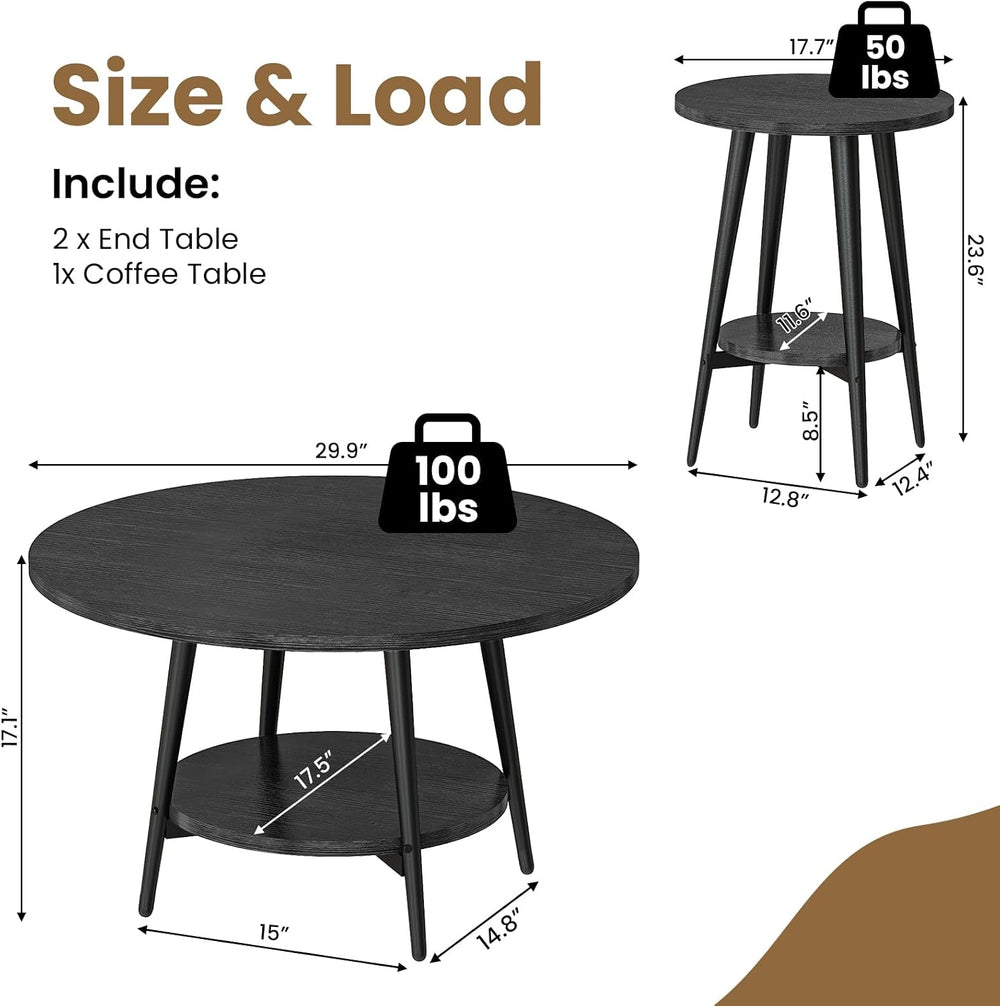 AWQM Coffee Table, Coffee Table Set of 3, Coffee Tables for Living Room