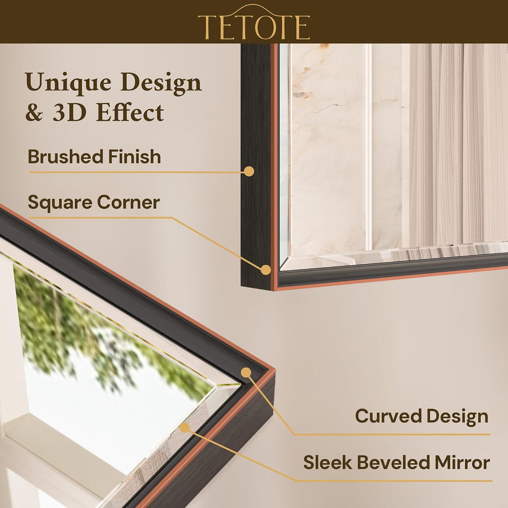 TETOTE Oil Rubbed Bronze Mirror for Bathroom 22 x 30 Inch Beveled Frame Vanit...