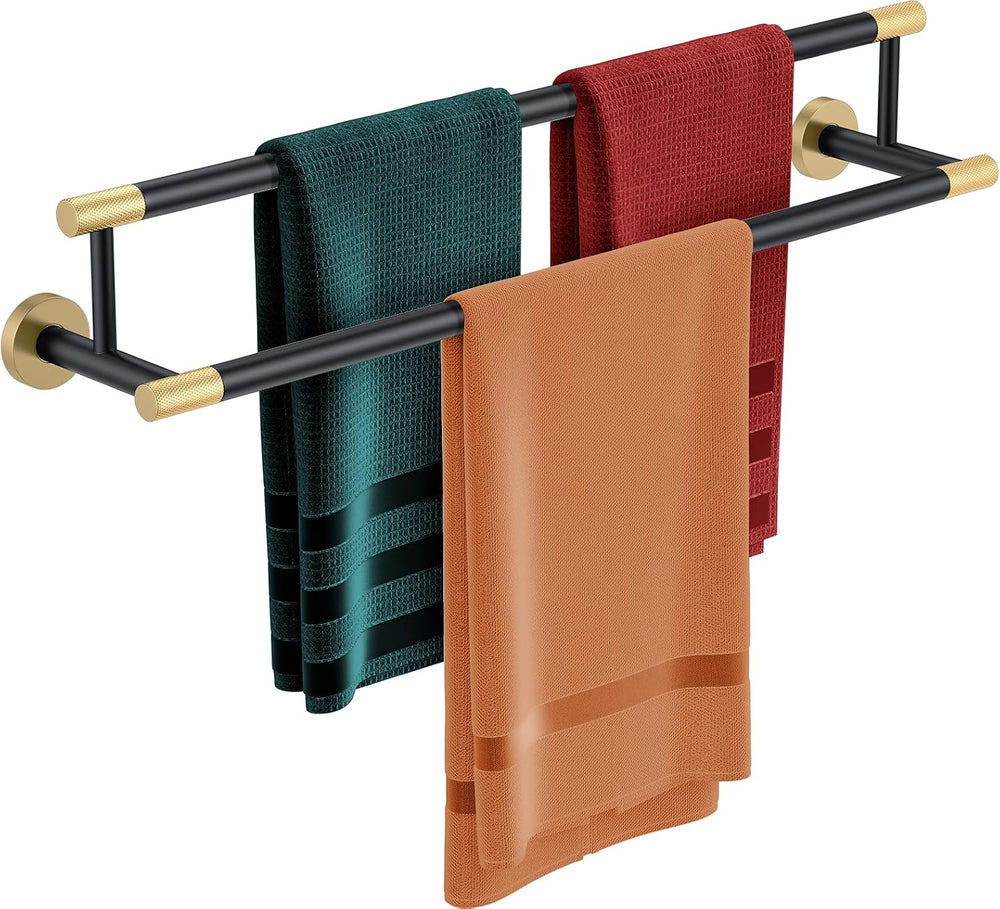 Bath Towel Bars Black with Brushed Gold Towel Holders for Bathroom