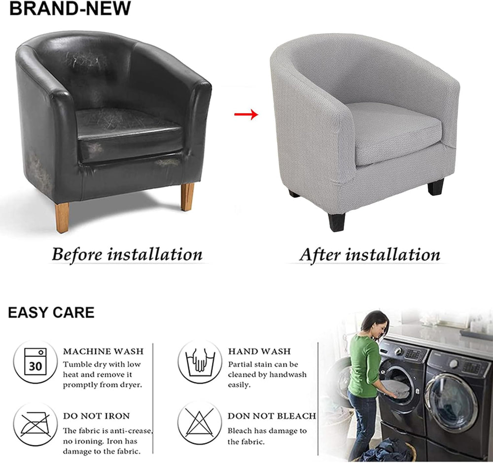 NILUOH Stretch Club Chair Slipcover 2-Piece Set for Barrel & Tub Chairs, ...