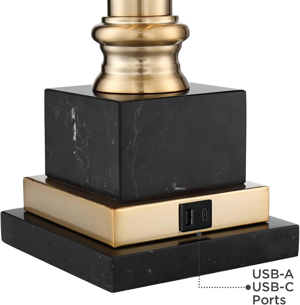 Georgetown 28 1/2" Tall Table Lamp USB Gold Brass Traditional Warm