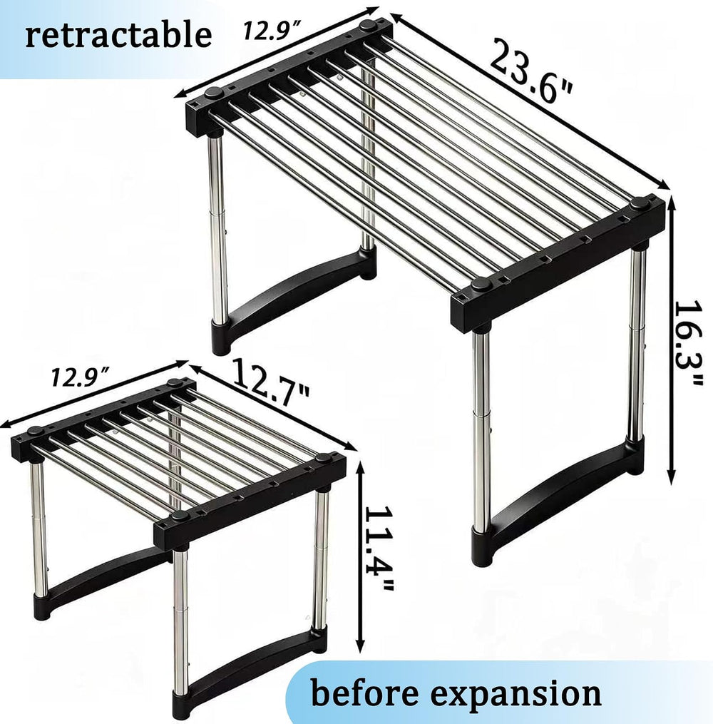 BLULEE Expandable Cabinet Organizer, Adjustable Storage Shelf Black