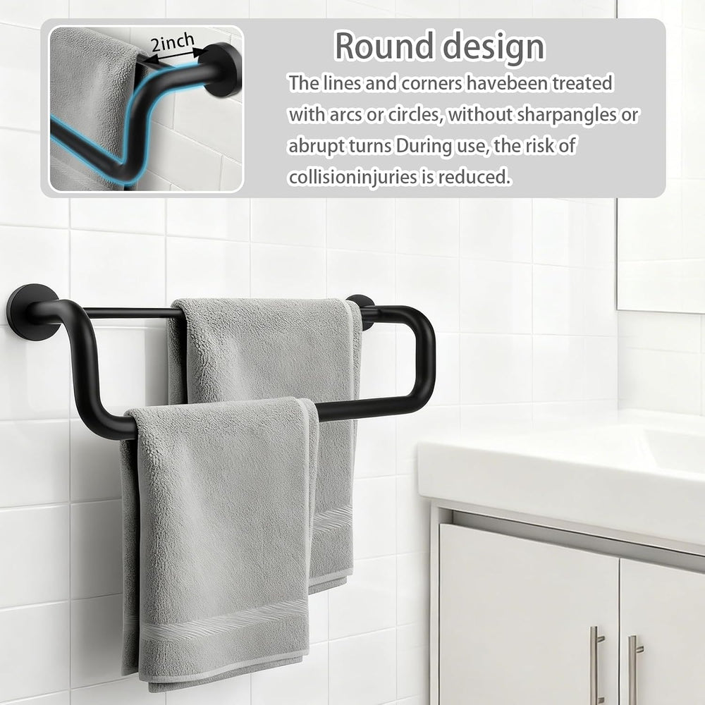 Double Towel Bar, 16 Inch, Matte Black