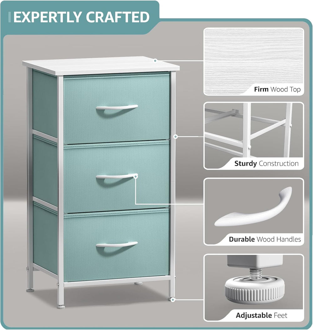 Sorbus Nightstand with 3 Drawers for Bedroom (Aqua)