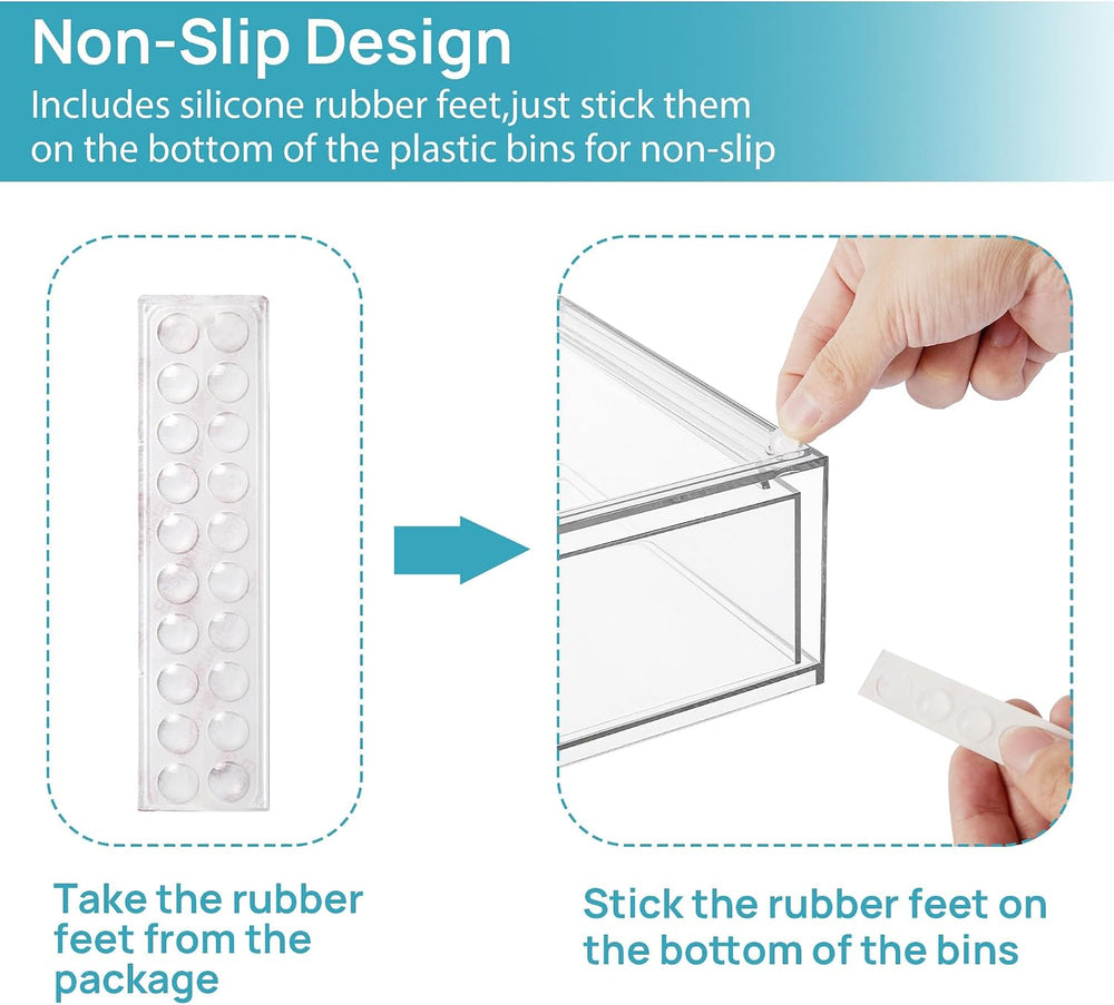 Vtopmart Clear Stackable Storage Drawers, 4 Pack Wide Plastic Organizers