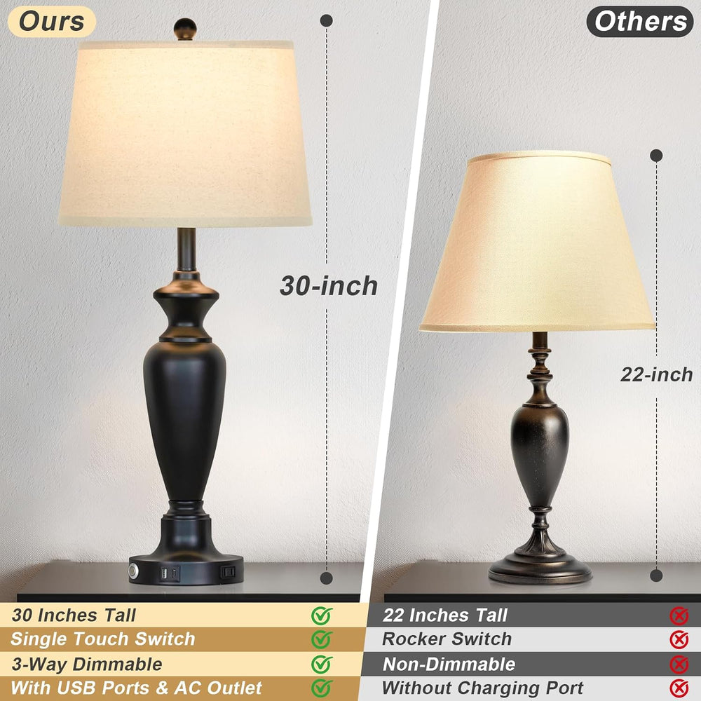 Cinyirong 30" Tall Table Lamps Set of 2, Touch Control Bedside Lamp with...