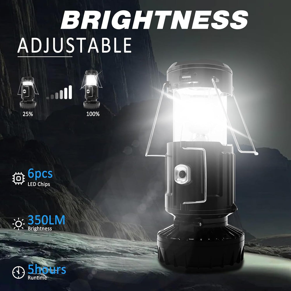 DIBMS 2-Pack Solar Camping Fan w/ Lantern, Collapsible LED Hanging Lights