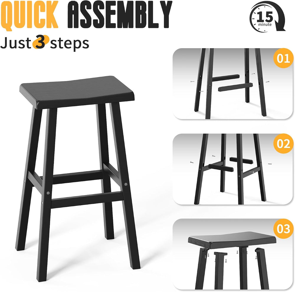 29-Inch Bar Stools (Set of 2) – Recycled Resin Counter Height Stools for Kitc...