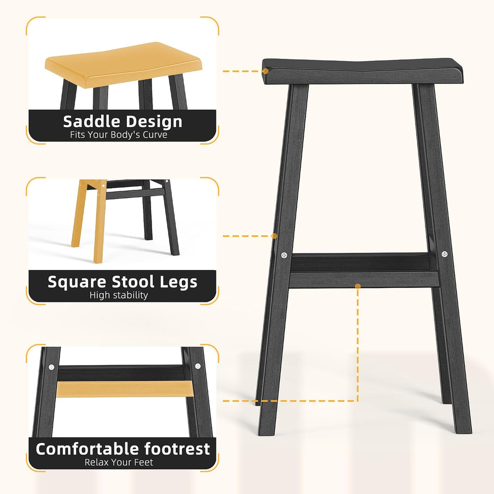 29-Inch Bar Stools (Set of 2) – Recycled Resin Counter Height Stools for Kitc...