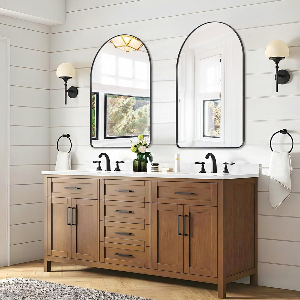 ANDY STAR Arched Mirror, 22 x 30 Inch Black Wall Mirror in Stainless Steel Me...