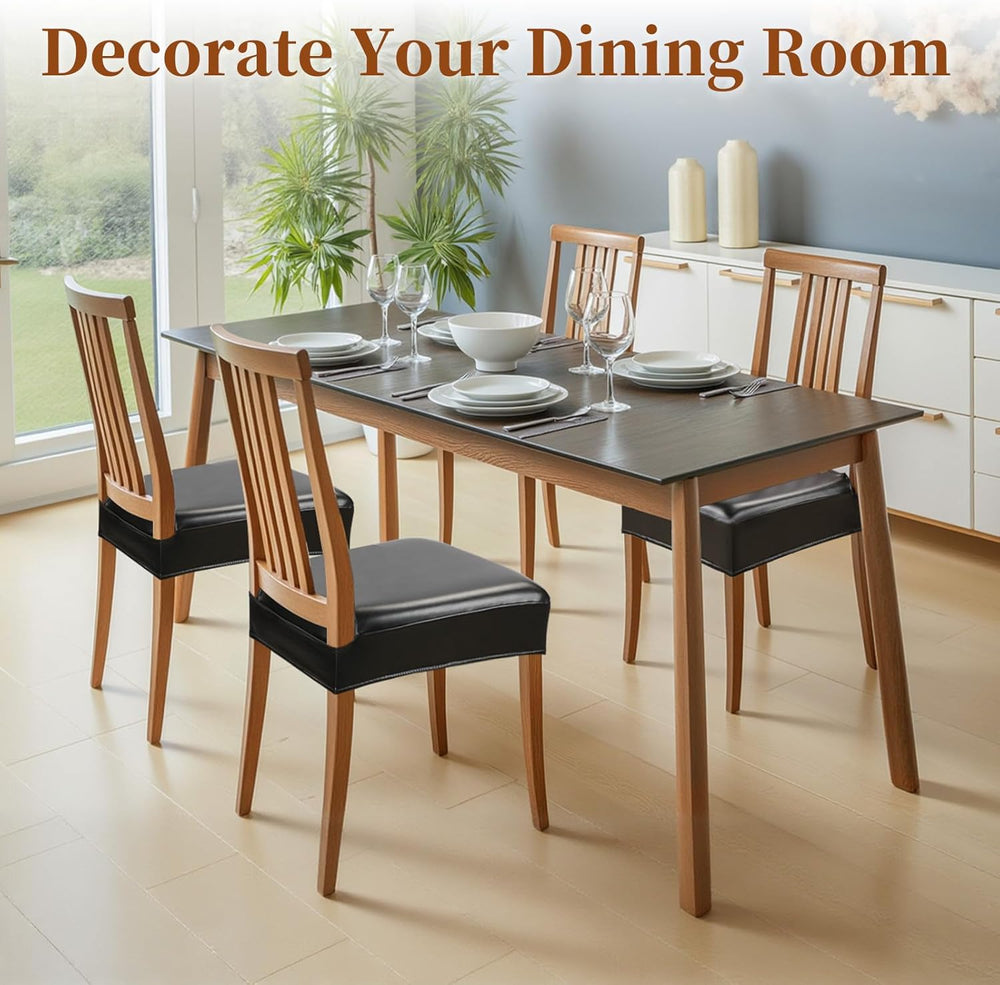 Waterproof Dining Chair Seat Covers Leather Kitchen Seat Covers, Stain Resist...