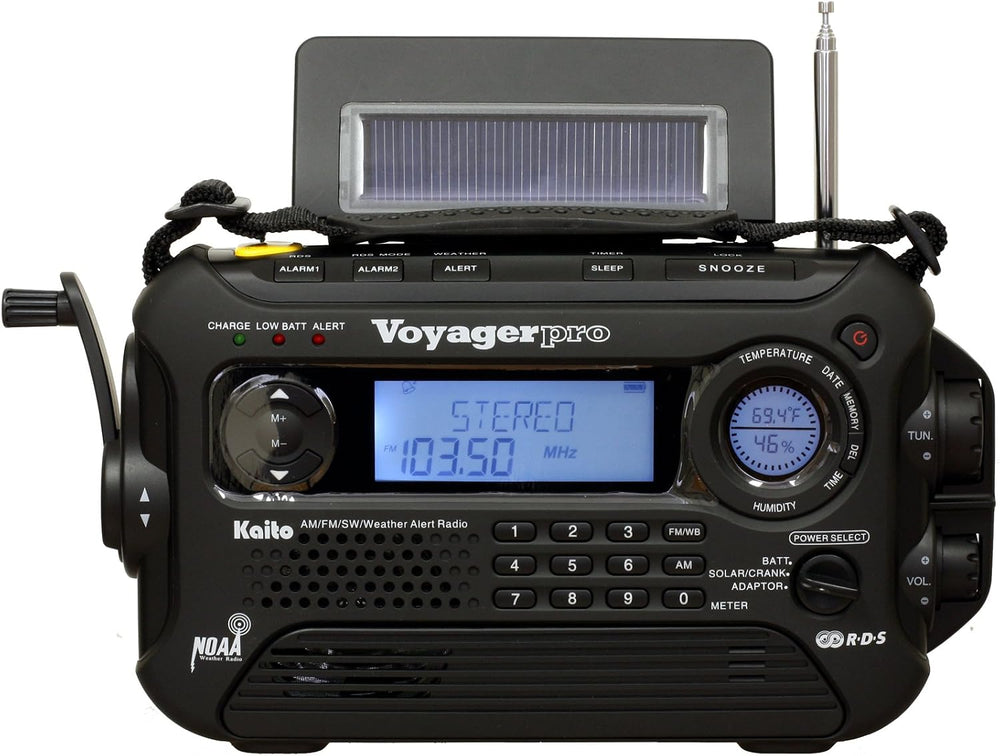 Kaito Voyager Pro KA600 Digital Solar Dynamo Crank Wind Up AM/FM/LW/SW & ...