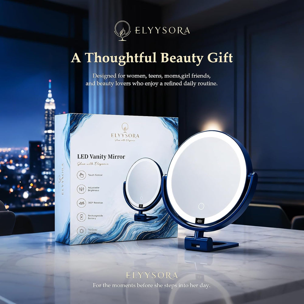 1X/30X Makeup Mirror with Lights, Magnifying Mirror (Blue)
