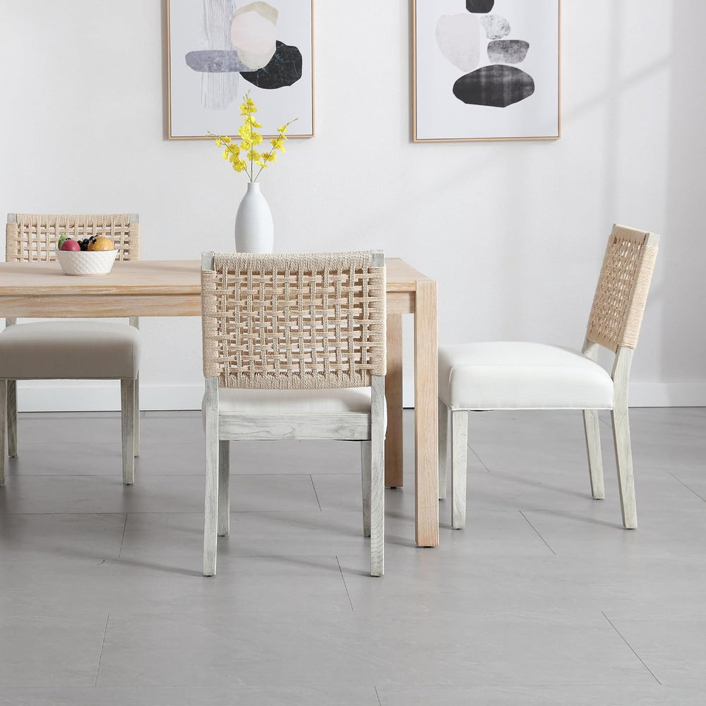 chairus upholstered Dining Chairs Set of 4, Boho Coastal Dining Room Chairs w...