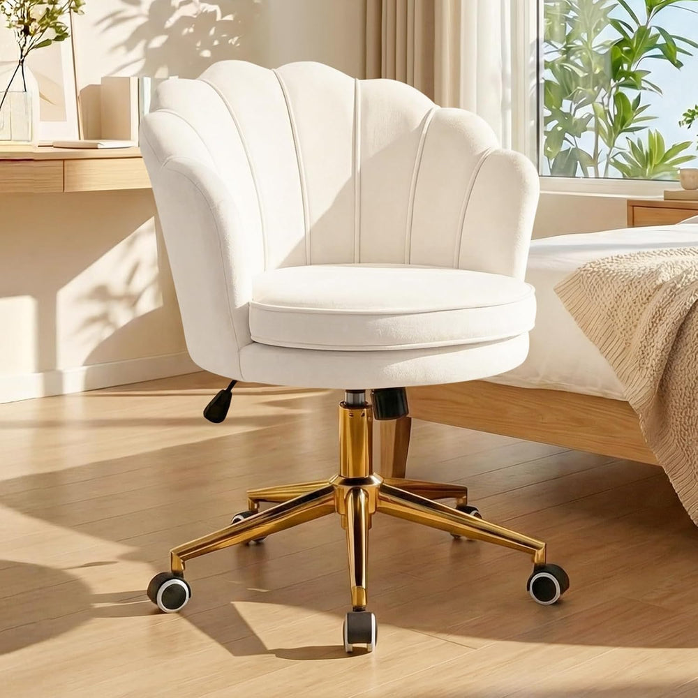 Furnicomfy Home Office Desk Vanity Chair with Back, Elegant Vanity Makeup Des...