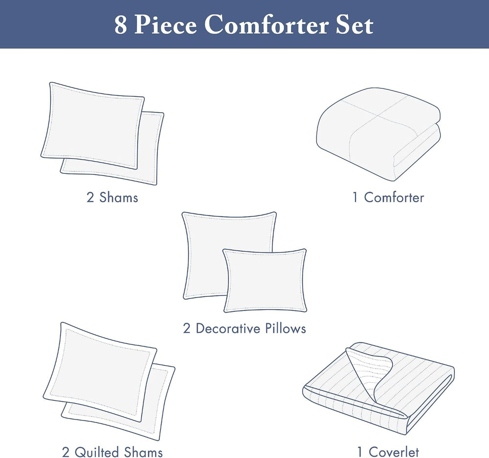 Madison Park Modern Luxury Comforter Quilt Combo Set, 8PC King/Cal King