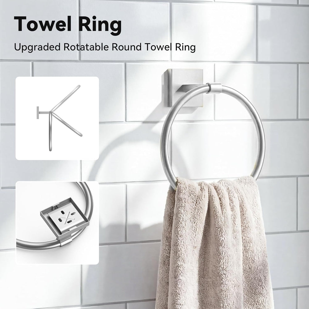 4-Piece Towel Holder Set, Brushed Nickel Bathroom Accessories Set