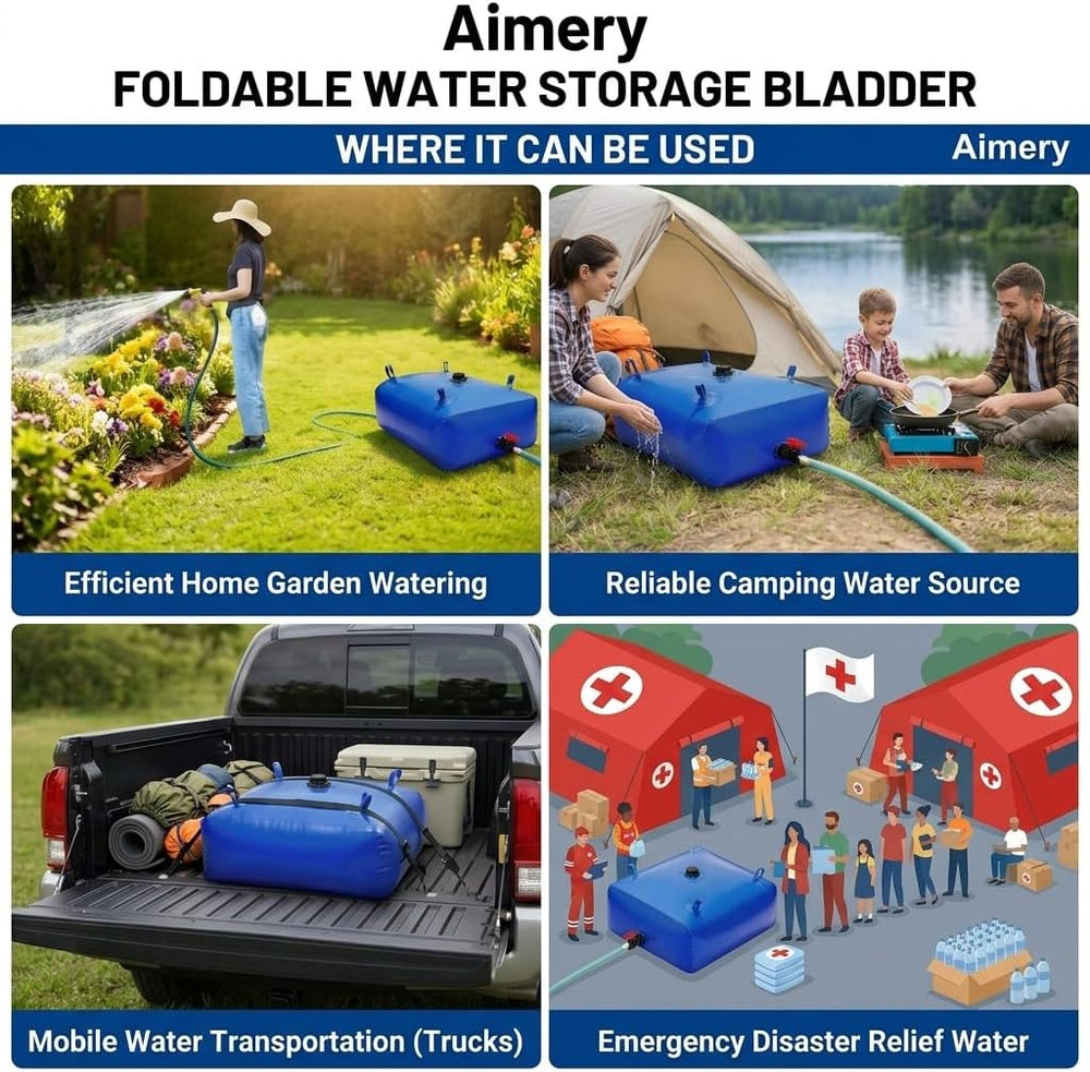 Aimery 400L/105.7Gallon Foldable Water Storage Bladder Portable Water Tank