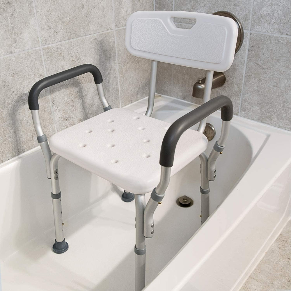 Vaunn Medical Deluxe Spa Shower Chair with Arms and Back, Bath Seat for Senio...