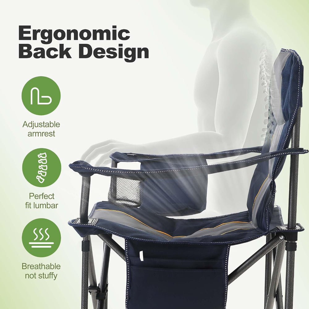 LET'S CAMP Folding Camping Chair Oversized Heavy Duty Padded Outdoor Chair