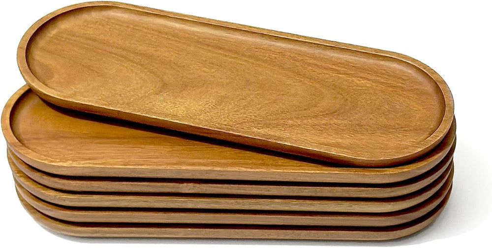 Small Wooden Oval Narrow Tray (11.3 x 4.1 inch) 6 Pack