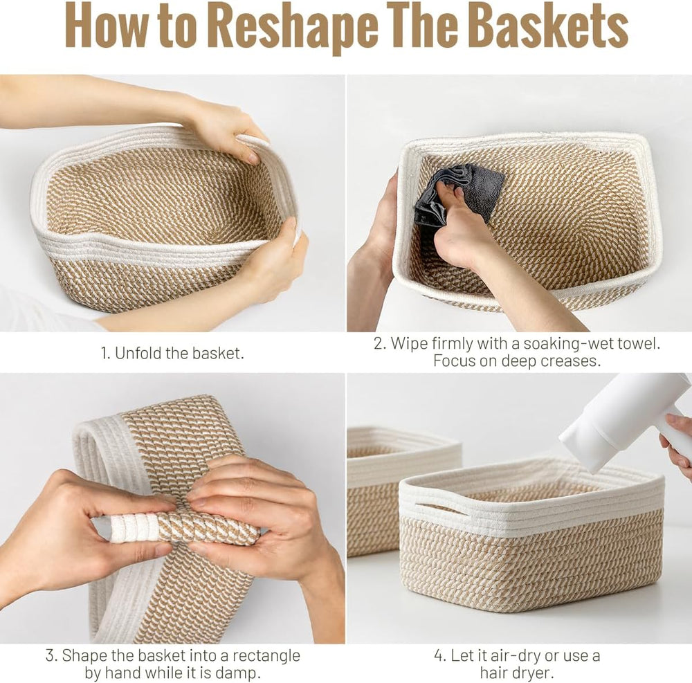 5 Pack Small Woven Storage Baskets for Shelves, Gift Baskets Empty