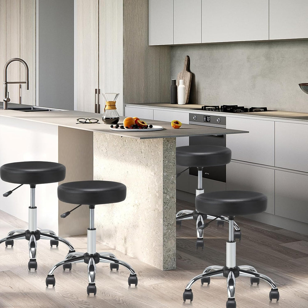 Round Rolling Stool Swivel with Wheels Adjustable Height Seat 19.7"D x 1...
