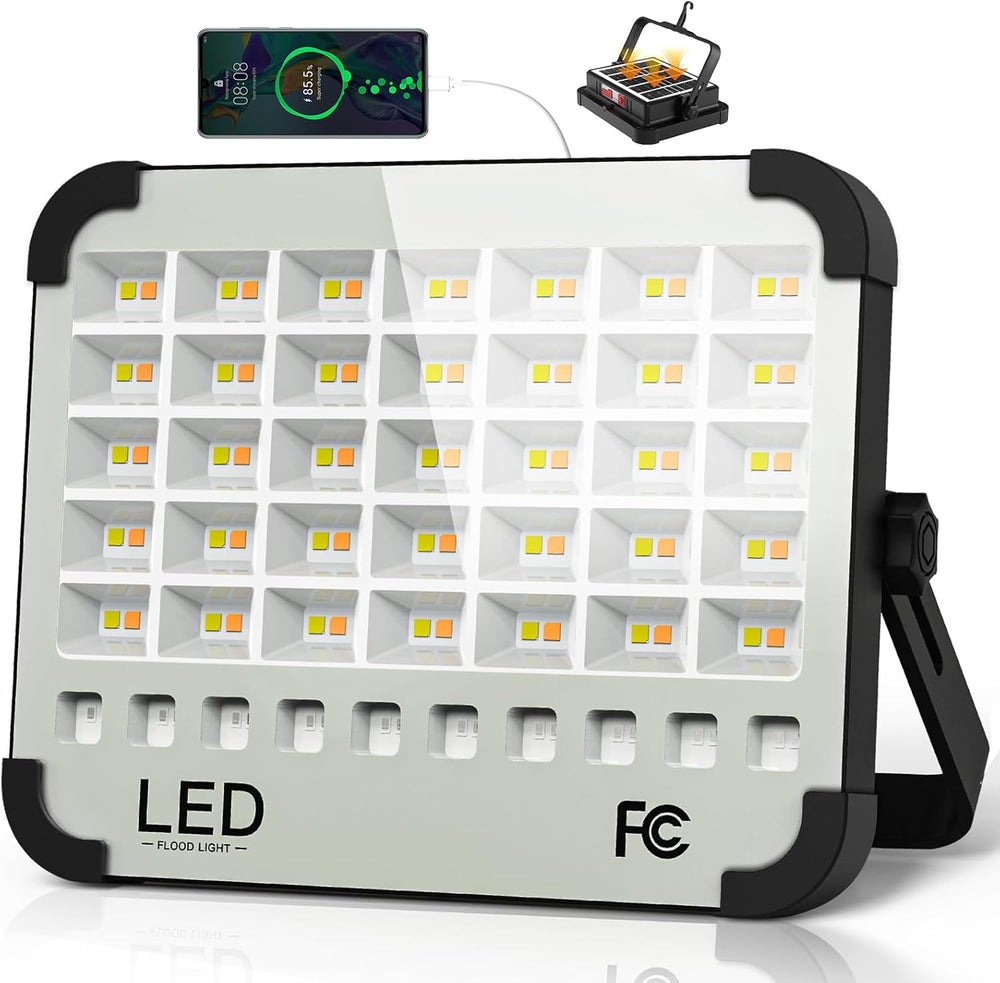 200W 20000LM Solar LED Work Light, 20000mAh Rechargeable, Magnetic IP66