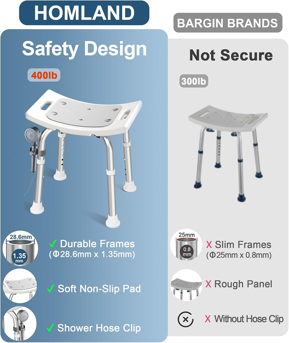 HOMLAND Shower Chair for Inside Shower, Adjustable Height Shower Stool