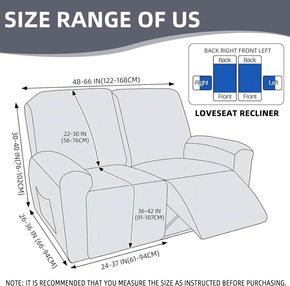 Genina Recliner Loveseat Covers,2 Seater Couch Cover,Black