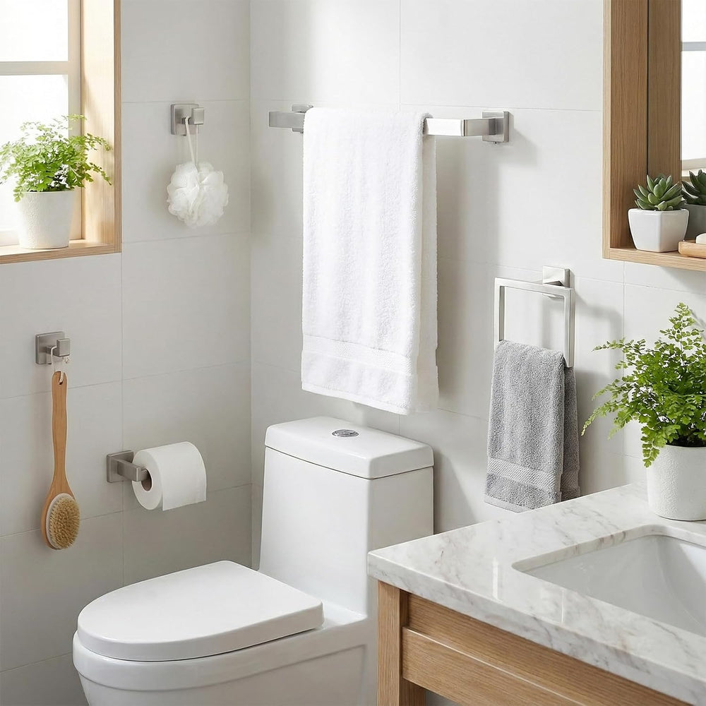 5 Piece Bathroom Towel Bar Set - SUS304 Stainless Steel Brushed Nickel Bath T...