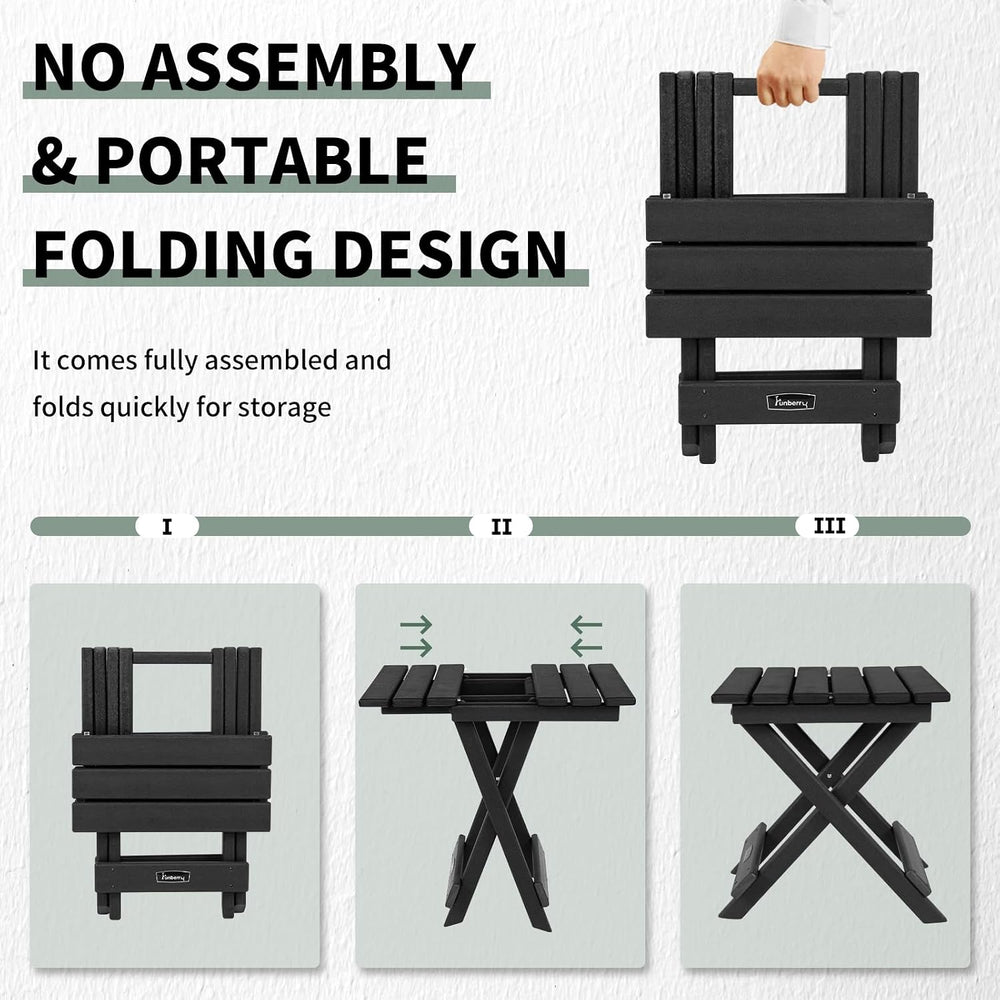 FUNBERRY Outdoor Folding Adirondack Side Table, Patio End Table