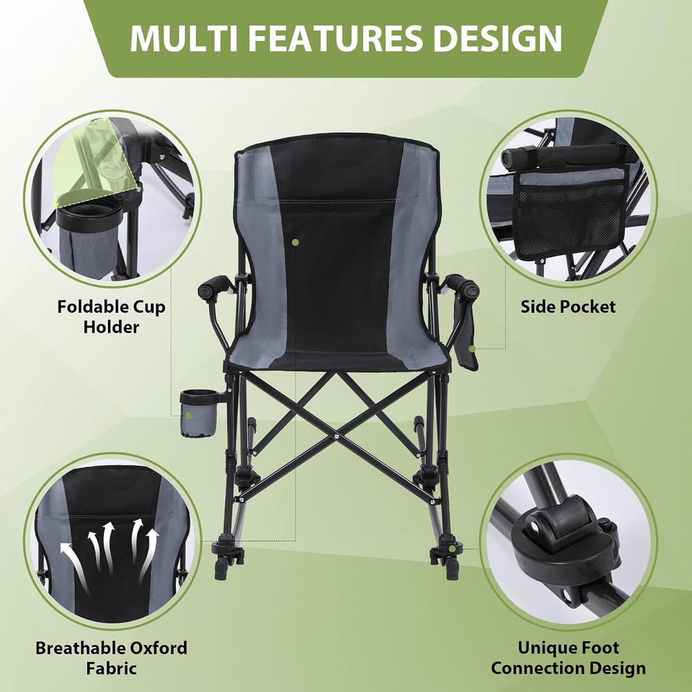 REDCAMP 2 in 1 Oversized Folding Rocking Camping Chair with Removable Rockers...