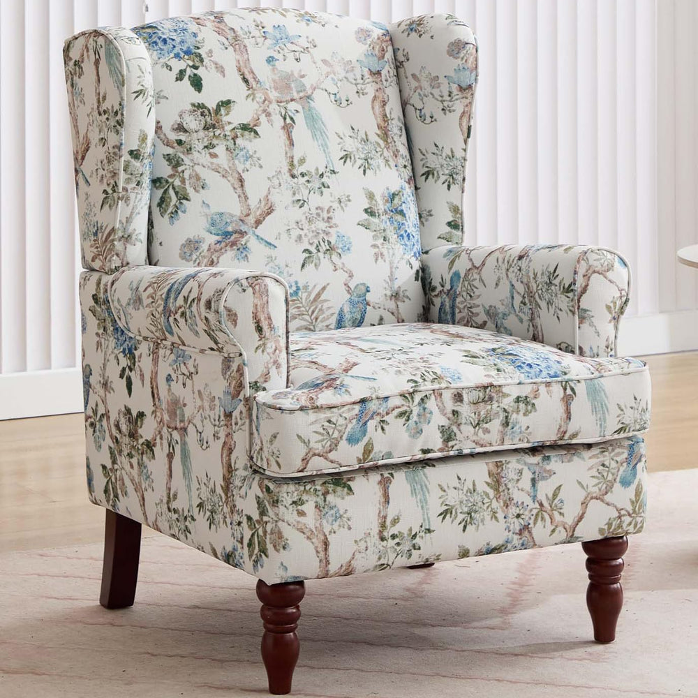 Wingback Chair with Arms for Living Room (Floral Bird, A)