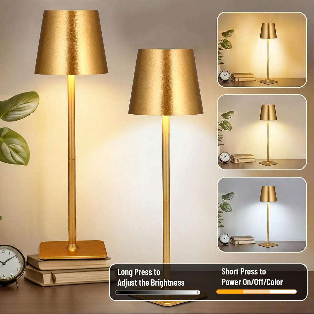 Retisee 12 Pack Cordless Table Lamp Portable Rechargeable Lamps, Gold