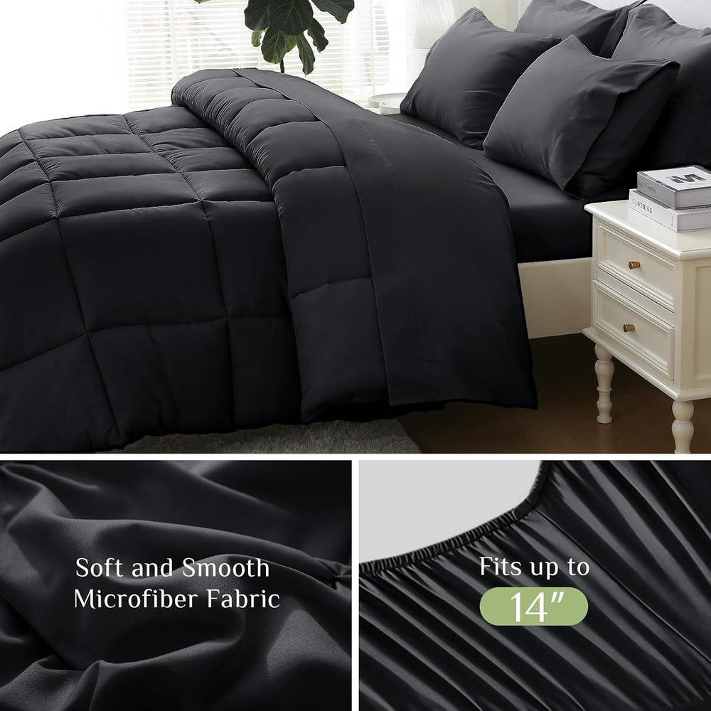 JOLLYVOGUE Full Comforter Set, Ultra-Soft Bed in a Bag Full Size 7 Pieces, Oe...