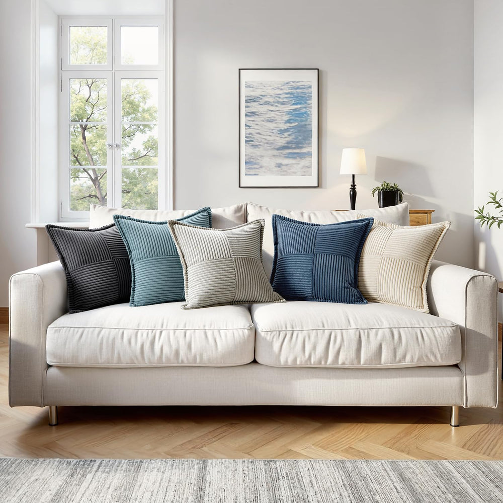 MIULEE Decorative Euro Sham Throw Pillow Covers 24x24 Inch Blue 2 Pack