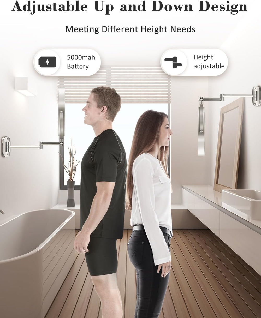 20X 9" Wall Mounted Magnifying Makeup Mirror with Light Height Adjustable