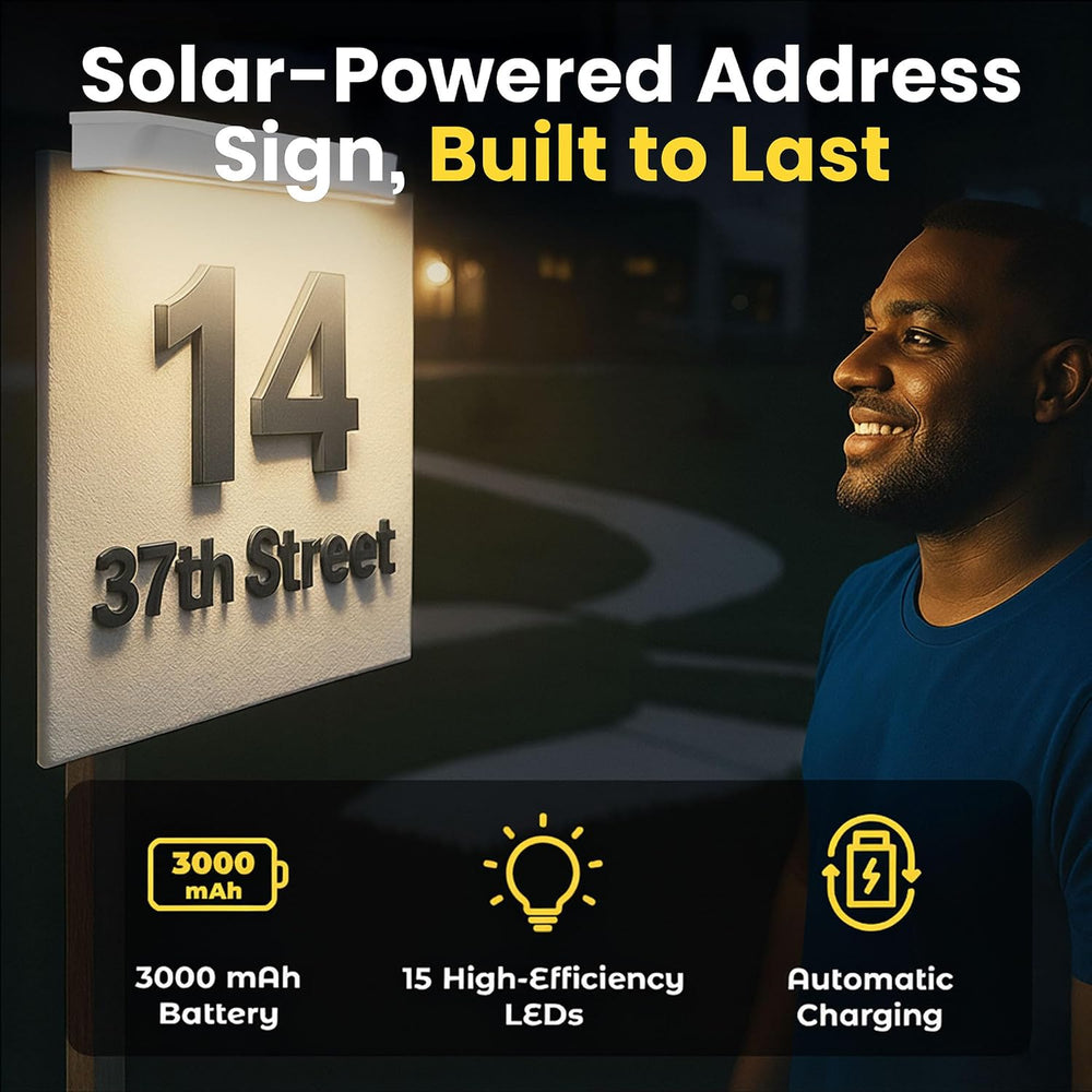 Brighticonics 2Pck Solar Address Sign Light – IP65 Waterproof Easy Install, A...