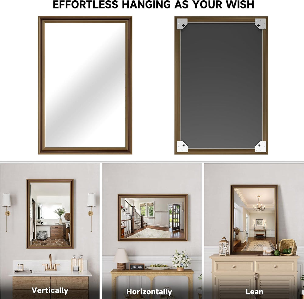 Farmhouse Bathroom Wood Frame Mirror 40" x 30"