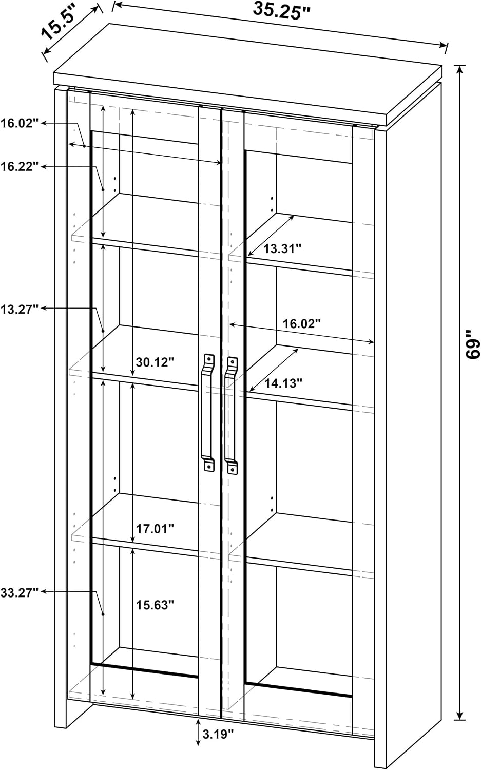 Coaster Alejo 35-Inch Display Cabinet with Storage, Grey Driftwood 950783