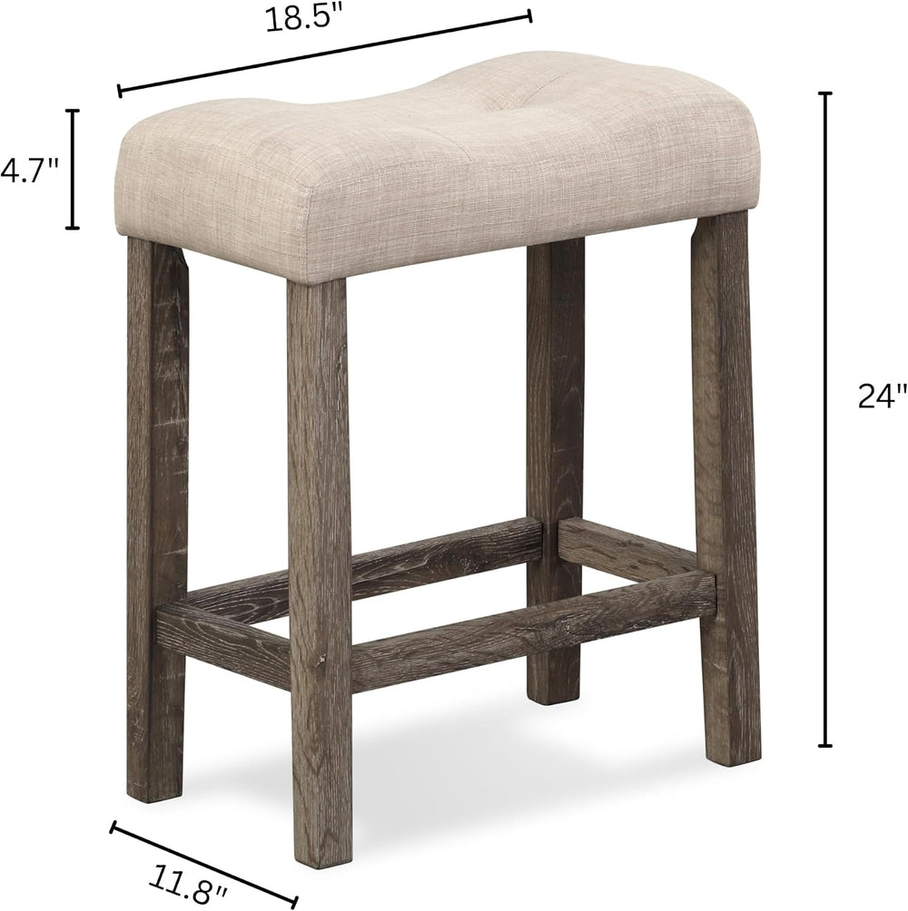 Roundhill Furniture Sora Button Tufted Counter Height Saddle Stools, Set of 2...